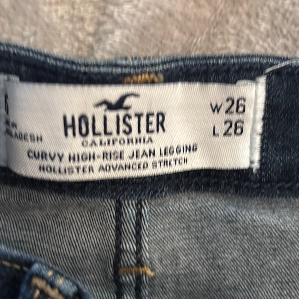 Hollister Dark Blue Ripped Straight Leg Jeans - Picture 3 of 4